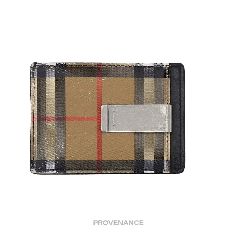 🔴 Burberry Money Clip Card Wallet - Nova Check Black